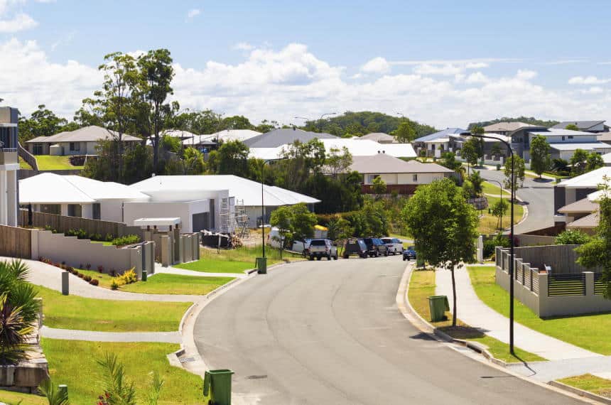 Tree lined street in an Australian property development